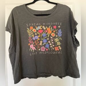 Spread Kindness Floral Graphic Tee - Charcoal